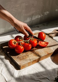 Cut tomatoes weaponry cooking blade.