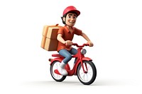 Food delivery man riding a bicycle transportation motorcycle cardboard.