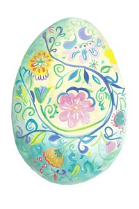 Hand painted decorated a easter egg food.
