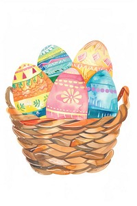 Basket of colourful hand-painted decorated easter eggs accessories accessory diaper.