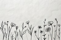 Hand drawn line botanical with trendy wildflowers illustrated graphics pattern.