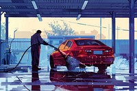 Car wash automobile man transportation.