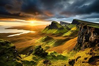 Scotland sky landscape panoramic.