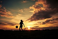Person play football silhouette photography outdoors sunlight nature.