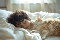 Sleeping cat romantic blanket.