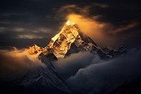 Himalayas on a foggy night landscape mountain outdoors.
