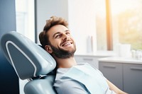 Man smiling while teeth exam dentist happy male.