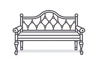 Vector illustration of upholstered bench line icon furniture couch crib.
