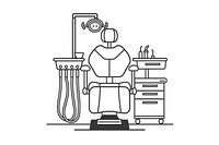 Vector illustration of dentist chair line icon architecture ammunition building.