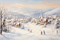 Skiing snow countryside landscape.