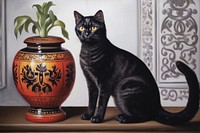 Black cat cookware pottery animal.