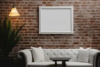 Blank white frame mockup wall architecture furniture.