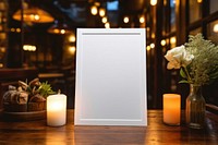 Frame mockup candle white board photo frame.