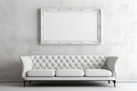 Blank white frame mockup couch architecture furniture.