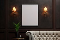 Blank white poster mockup wall architecture furniture.