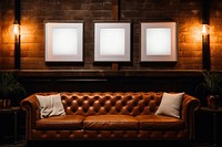 White five frame mockups couch wall architecture.