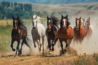 Horses running animal mammal.