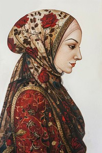 Ottoman painting of mother portrait art representation.