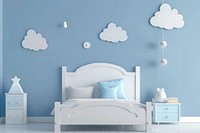 Boy bedroom paper art furniture pillow wall.