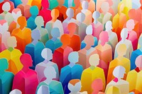 Colorful crowd people paper art backgrounds togetherness creativity.