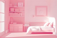 Bedroom furniture pink art.