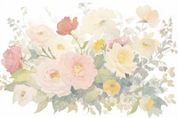 Garden floral pastel ripped paper painting blossom pattern.