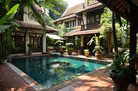A tropical tradition large home in Bangkok plant architecture outdoors.