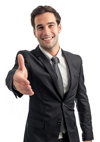 Businessman open handshake finger smile adult.