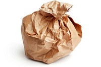 Crumpled paper bag white background diaper brown.