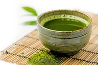 Japanese matcha green tea beverage drink cup.