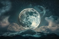 Huge detailed full moon night astronomy outdoors.