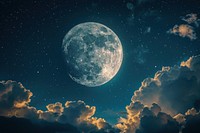 Huge detailed full moon night astronomy outdoors.