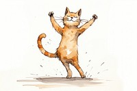 A cat dancing sketch art illustrated.