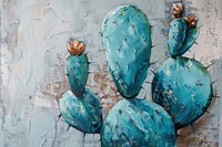 Oil painting of a close up on pale cactus nature plant creativity.