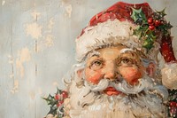 Oil painting of a close up on pale santa backgrounds christmas portrait.