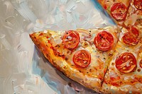 Oil painting of a close up on pale pizza food vegetable freshness.
