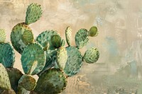 Oil painting of a close up on pale cactus backgrounds plant textured.