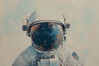 Oil painting of a close up on pale astronaut protection astronomy universe.