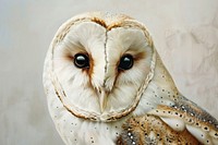 Oil painting of a close up on pale owl animal bird wildlife.