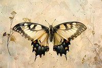 Oil painting of a close up on pale butterfly animal insect invertebrate.