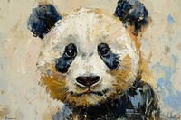 Oil painting of a close up on pale panda backgrounds wildlife drawing.