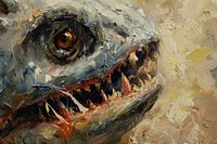 Oil painting of a close up on pale monster backgrounds drawing animal.