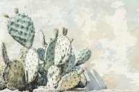 Oil painting of a close up on pale cactus backgrounds plant outdoors.