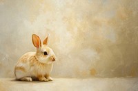 Oil painting of a close up on pale rabbit animal mammal rodent.