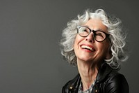 Senior model woman portrait laughing photography.