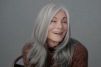 Senior model woman portrait hair face.
