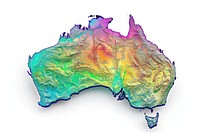 3D render of australia map diagram white background accessories.
