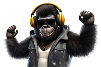 Cool young DJ Gorilla headphones headset mammal.