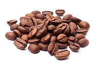 Coffee beans roasted white background chocolate.