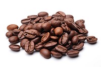 Coffee beans roasted white background chocolate.